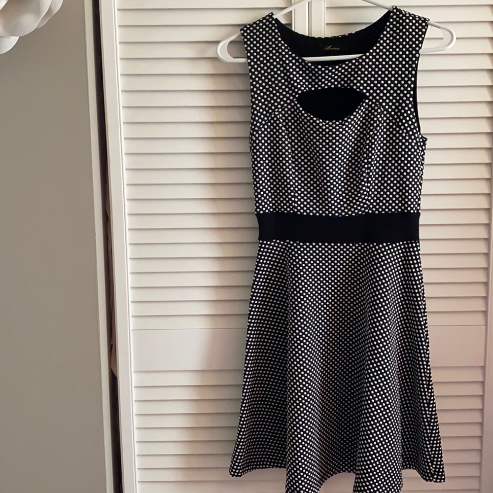 Black and White Skater Dress w/Cutout